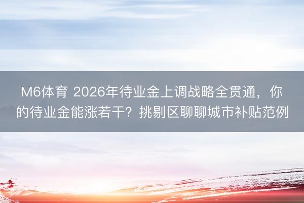 M6体育 2026年待业金上调战略全贯通，你的待业金能涨若干？挑剔区聊聊城市补贴范例